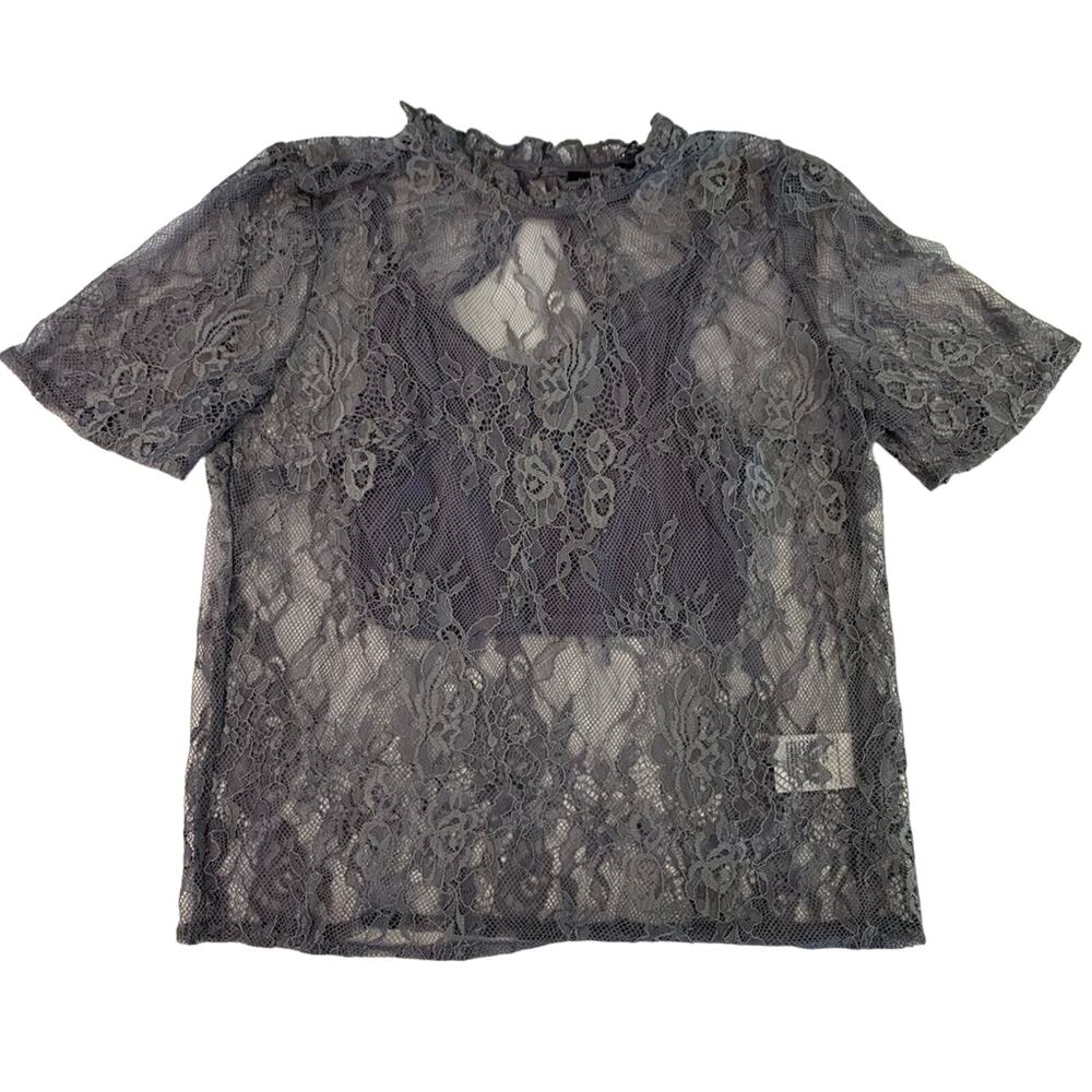 American Eagle Lace Baby Tee Ruffle Crop Cami Top Whimsigoth Victorian Collar XS